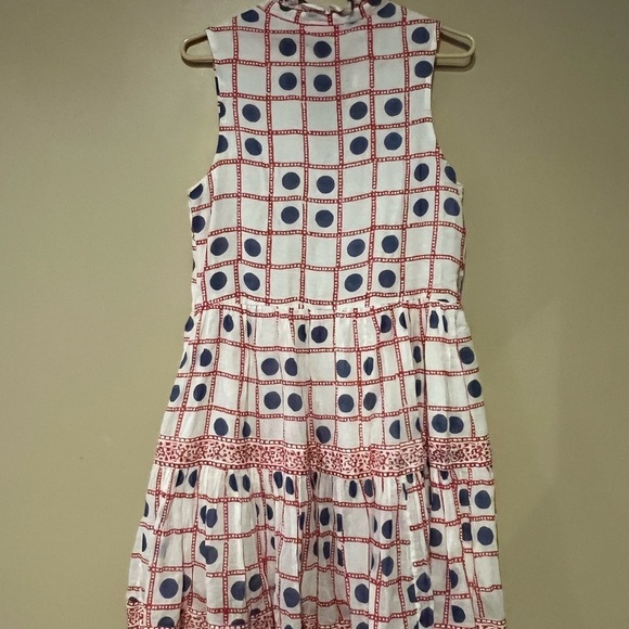 Oliphant Womens Domino Red Smocked Waist Ruffle Cotton Mini Dress Size Medium - Picture 5 of 10